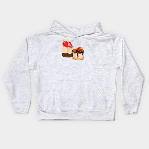 Yummy strawberry cakes Kids Hoodie by Carriefamous